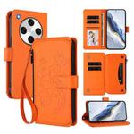 For OPPO Find X8 Pro 5G Butterfly Love Flower Multi-card Zipper Wallet Leather Phone Case(Orange)