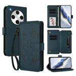 For OPPO Find X8 Pro 5G Butterfly Love Flower Multi-card Zipper Wallet Leather Phone Case(Dark Green)