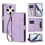 For OPPO Find X8 Pro 5G Butterfly Love Flower Multi-card Zipper Wallet Leather Phone Case(Light Purple)