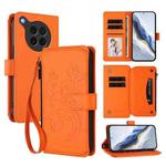 For OPPO Find X8s 5G Butterfly Love Flower Multi-card Zipper Wallet Leather Phone Case(Orange)