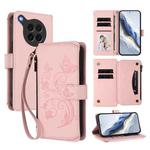 For OPPO Find X8s 5G Butterfly Love Flower Multi-card Zipper Wallet Leather Phone Case(Pink)