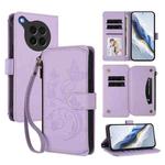 For OPPO Find X8s 5G Butterfly Love Flower Multi-card Zipper Wallet Leather Phone Case(Light Purple)