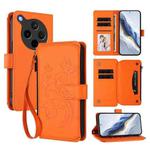 For OPPO Find X8s+ 5G Butterfly Love Flower Multi-card Zipper Wallet Leather Phone Case(Orange)