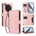For OPPO Find X8s+ 5G Butterfly Love Flower Multi-card Zipper Wallet Leather Phone Case(Pink)