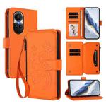 For OPPO Reno10 / Reno10 Pro 5G Global Butterfly Love Flower Multi-card Zipper Wallet Leather Phone Case(Orange)