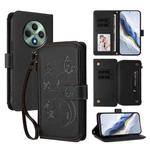 For OPPO Reno12 F 5G / 4G Butterfly Love Flower Multi-card Zipper Wallet Leather Phone Case(Black)