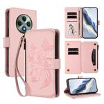For OPPO Reno12 F 5G / 4G Butterfly Love Flower Multi-card Zipper Wallet Leather Phone Case(Pink)