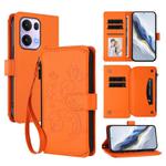 For OPPO Reno13 Pro 5G Global Butterfly Love Flower Multi-card Zipper Wallet Leather Phone Case(Orange)