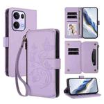 For OPPO Reno13 Pro 5G Global Butterfly Love Flower Multi-card Zipper Wallet Leather Phone Case(Light Purple)