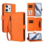 For OPPO Reno14 Pro 5G Butterfly Love Flower Multi-card Zipper Wallet Leather Phone Case(Orange)