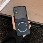 For Xiaomi Mix Flip 2 Three Parts Carbon Fiber Texture MagSafe Phone Case(Dark Blue)