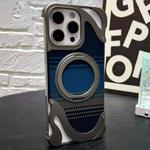For iPhone 15 Pro Max Metal Frameless 360 Degree Rotation Holder MagSafe Phone Case(Titanium Color)