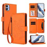 For Samsung Galaxy A04e 4G / M04 4G Butterfly Love Flower Multi-card Zipper Wallet Leather Phone Case(Orange)