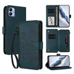 For Samsung Galaxy A04e 4G / M04 4G Butterfly Love Flower Multi-card Zipper Wallet Leather Phone Case(Dark Green)