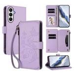 For Samsung Galaxy A05s 4G / F14 4G Butterfly Love Flower Multi-card Zipper Wallet Leather Phone Case(Light Purple)