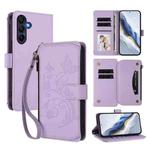 For Samsung Galaxy A16 4G / 5G Butterfly Love Flower Multi-card Zipper Wallet Leather Phone Case(Light Purple)