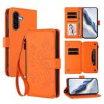 For Samsung Galaxy A36 5G / A56 5G Butterfly Love Flower Multi-card Zipper Wallet Leather Phone Case(Orange)
