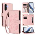 For Samsung Galaxy A36 5G / A56 5G Butterfly Love Flower Multi-card Zipper Wallet Leather Phone Case(Pink)