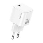 USAMS CC260 20W GaN USB-C / Type-C Port Mini Fast Charger, Plug:EU Plug(White)