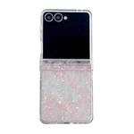 For Samsung Galaxy Z Flip7 5G Three-piece Set Pearlescent Shell Texture Phone Case(Pink Green)
