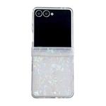 For Samsung Galaxy Z Flip7 5G Three-piece Set Pearlescent Shell Texture Phone Case(Beige)