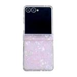 For Samsung Galaxy Z Flip7 5G Three-piece Set Pearlescent Shell Texture Phone Case(Pink)