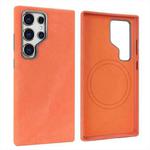 For Samsung Galaxy S25 Ultra 5G VIETAO Retro Denim Texture PU Leather MagSafe Phone Case(Orange)