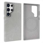 For Samsung Galaxy S25 Ultra 5G VIETAO Retro Denim Texture PU Leather MagSafe Phone Case(Silver Grey)