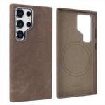 For Samsung Galaxy S24 Ultra 5G VIETAO Retro Denim Texture PU Leather MagSafe Phone Case(Brown)