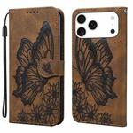 For iPhone 17 Pro Max Retro Skin Feel Butterflies Embossing Horizontal Flip Leather Phone Case(Brown)