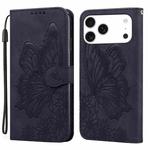 For iPhone 17 Pro Retro Skin Feel Butterflies Embossing Horizontal Flip Leather Phone Case(Black)