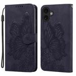 For iPhone 17 Retro Skin Feel Butterflies Embossing Horizontal Flip Leather Phone Case(Black)