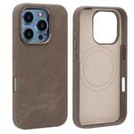 For iPhone 16 Pro Max VIETAO Retro Denim Texture PU Leather MagSafe Phone Case(Brown)