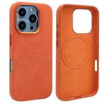 For iPhone 16 Pro Max VIETAO Retro Denim Texture PU Leather MagSafe Phone Case(Orange)