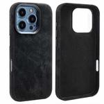 For iPhone 16 Pro Max VIETAO Retro Denim Texture PU Leather MagSafe Phone Case(Black)