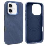 For iPhone 16 VIETAO Retro Denim Texture PU Leather MagSafe Phone Case(Dark Blue)