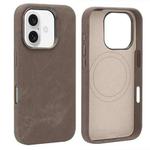 For iPhone 16 VIETAO Retro Denim Texture PU Leather MagSafe Phone Case(Brown)