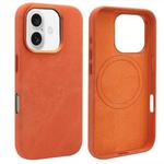 For iPhone 16 VIETAO Retro Denim Texture PU Leather MagSafe Phone Case(Orange)