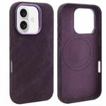 For iPhone 16 VIETAO Retro Denim Texture PU Leather MagSafe Phone Case(Dark Purple)