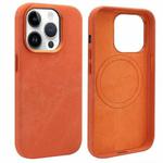 For iPhone 14 Pro VIETAO Retro Denim Texture PU Leather MagSafe Phone Case(Orange)