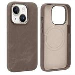 For iPhone 13 VIETAO Retro Denim Texture PU Leather MagSafe Phone Case(Brown)
