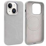 For iPhone 13 VIETAO Retro Denim Texture PU Leather MagSafe Phone Case(Silver Grey)