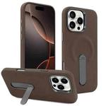 For iPhone 16 Pro Max VIETAO Suede MagSafe PU Leather Phone Case with Holder(Coffee Brown)