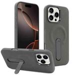 For iPhone 16 Pro Max VIETAO Suede MagSafe PU Leather Phone Case with Holder(Dark Grey)