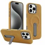 For iPhone 15 Pro Max VIETAO Suede MagSafe PU Leather Phone Case with Holder(Light Brown)