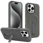 For iPhone 15 Pro Max VIETAO Suede MagSafe PU Leather Phone Case with Holder(Dark Grey)