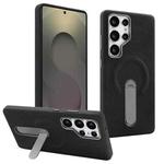 For Samsung Galaxy S25 Ultra 5G VIETAO Suede MagSafe PU Leather Phone Case with Holder(Black)