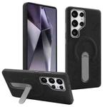 For Samsung Galaxy S24 Ultra 5G VIETAO Suede MagSafe PU Leather Phone Case with Holder(Black)