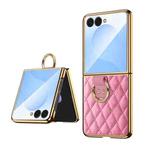 For Samsung Galaxy Z Flip7 VIETAO Diamond Pattern Metal Ring PU Leather Phone Case(Pink)