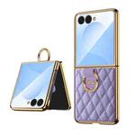 For Samsung Galaxy Z Flip7 VIETAO Diamond Pattern Metal Ring PU Leather Phone Case(Purple)